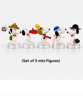 (Set of 5) New Mini Figures Snoopy Friends Play Toy Landscape Cake Decoration